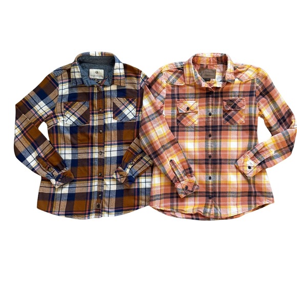 Legendary Whitetails Stockyards Tops - Legendary Whitetails Stockyards Plaid Flannel Shirt Lot Womens Medium Western